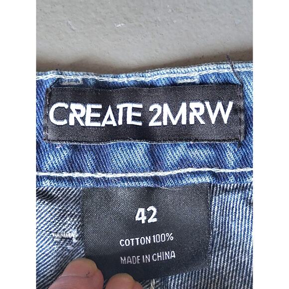 Create 2MRW Distressed Paint Spatter Jeans Shorts Men 42 NWOT Torn Embellished - Picture 6 of 15